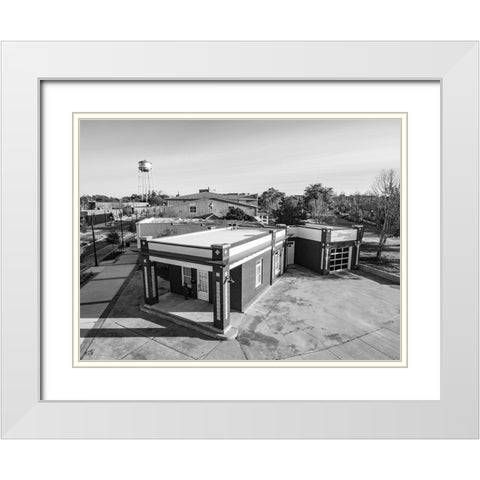 Gulf Oil Aerial Monochrome White Modern Wood Framed Art Print with Double Matting by Malone, Will