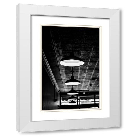 Hanging Lights White Modern Wood Framed Art Print with Double Matting by Malone, Will