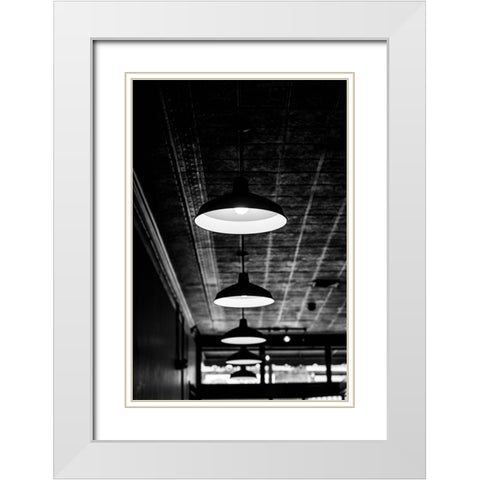 Hanging Lights White Modern Wood Framed Art Print with Double Matting by Malone, Will