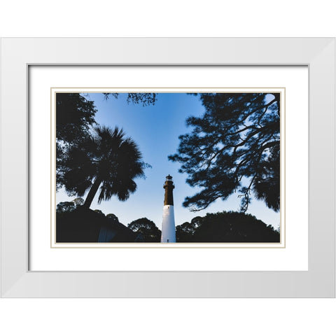 Hunting Island Lighthouse White Modern Wood Framed Art Print with Double Matting by Malone, Will