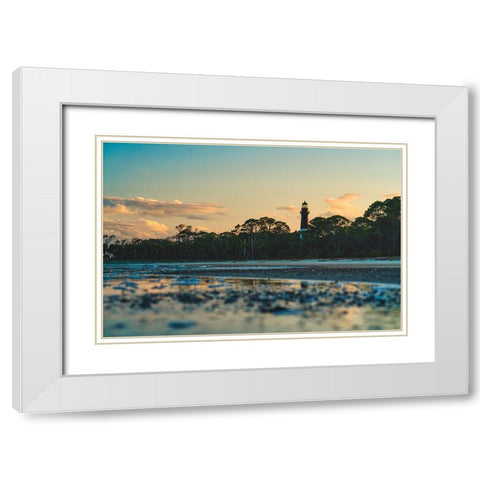 Hunting Island Lighthouse 2 White Modern Wood Framed Art Print with Double Matting by Malone, Will