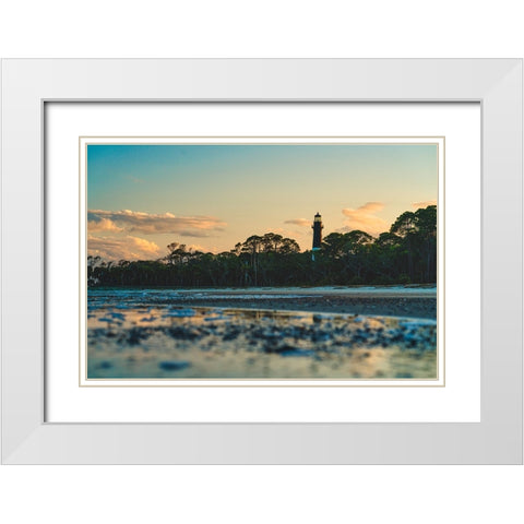 Hunting Island Lighthouse 2 White Modern Wood Framed Art Print with Double Matting by Malone, Will