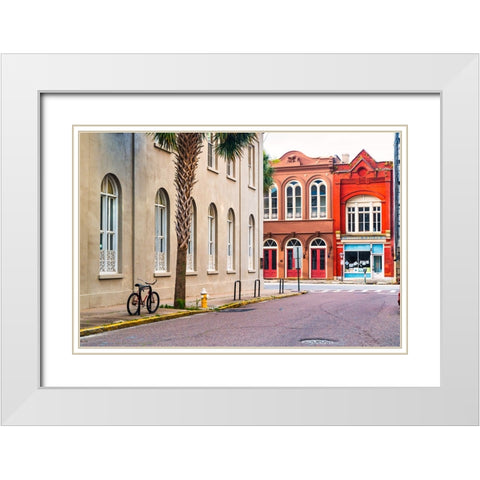 Lone Bike White Modern Wood Framed Art Print with Double Matting by Malone, Will