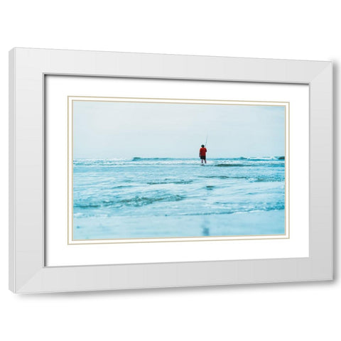 Man in the Sea White Modern Wood Framed Art Print with Double Matting by Malone, Will