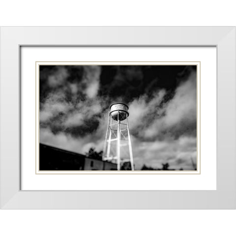 Monochrome Watertower White Modern Wood Framed Art Print with Double Matting by Malone, Will