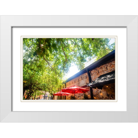 Patio White Modern Wood Framed Art Print with Double Matting by Malone, Will