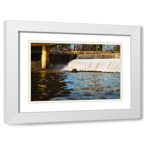Pelzer Dam 2 White Modern Wood Framed Art Print with Double Matting by Malone, Will
