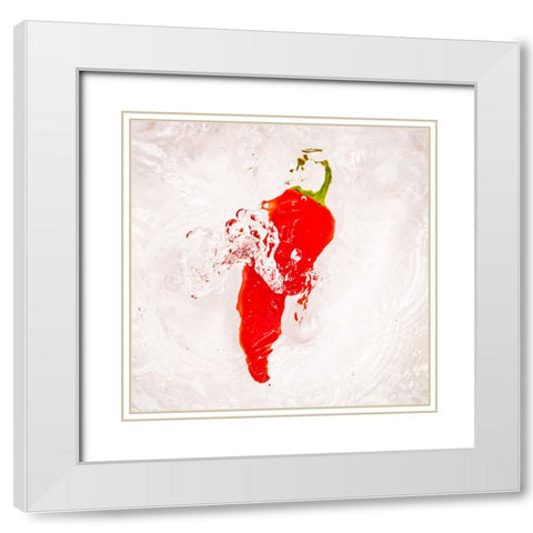 Red Hot White Modern Wood Framed Art Print with Double Matting by Malone, Will
