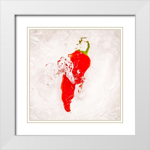 Red Hot White Modern Wood Framed Art Print with Double Matting by Malone, Will