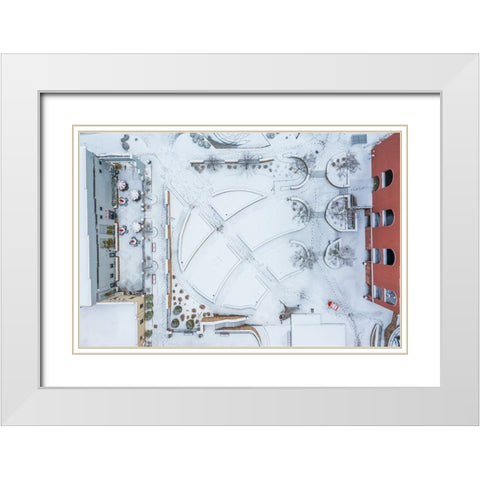 Snow Wren White Modern Wood Framed Art Print with Double Matting by Malone, Will