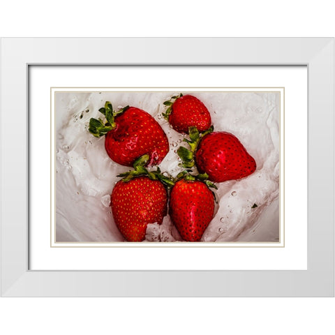 Strawberry Dance 2 White Modern Wood Framed Art Print with Double Matting by Malone, Will