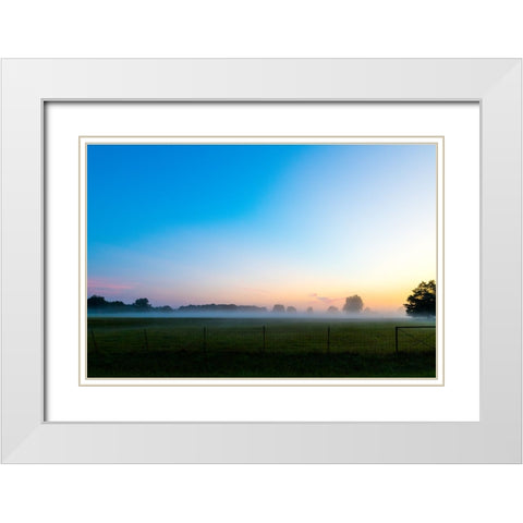 Sunrise Fog White Modern Wood Framed Art Print with Double Matting by Malone, Will