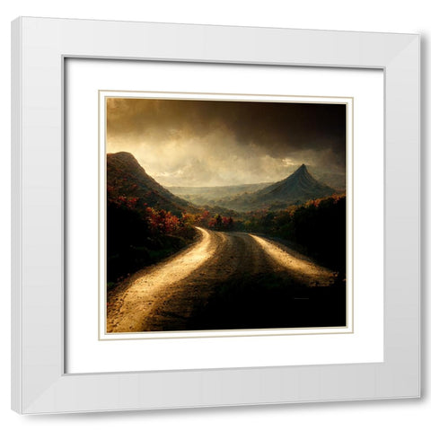 Autumn Road 3 White Modern Wood Framed Art Print with Double Matting by Screendoor