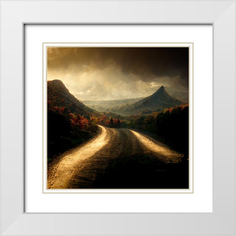 Autumn Road 3 White Modern Wood Framed Art Print with Double Matting by Screendoor