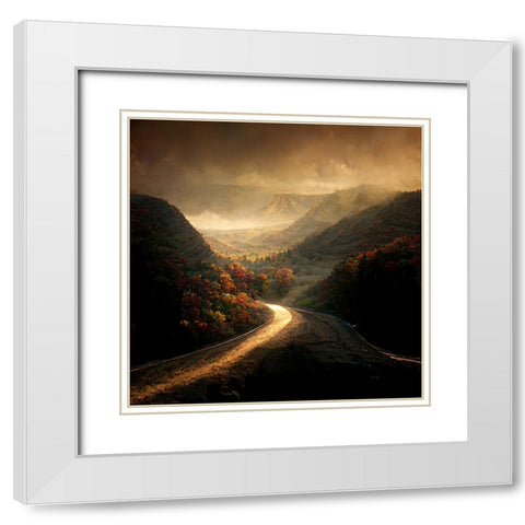 Autumn Road 5 White Modern Wood Framed Art Print with Double Matting by Screendoor