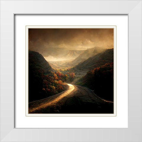 Autumn Road 5 White Modern Wood Framed Art Print with Double Matting by Screendoor