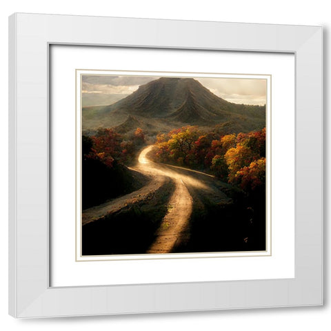 Autumn Road 6 White Modern Wood Framed Art Print with Double Matting by Screendoor