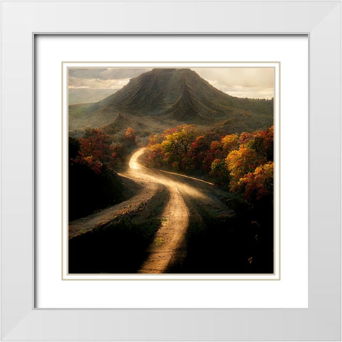 Autumn Road 6 White Modern Wood Framed Art Print with Double Matting by Screendoor