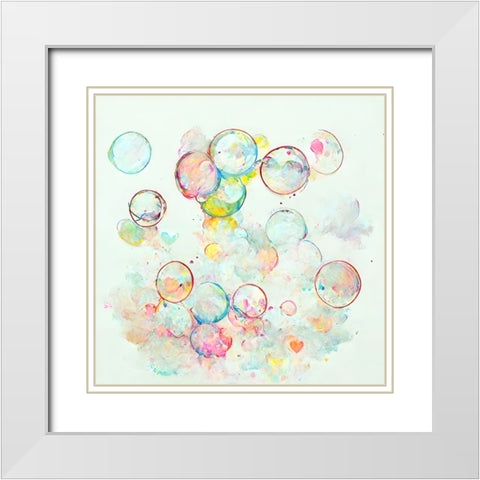 Bubbles 10 White Modern Wood Framed Art Print with Double Matting by Screendoor