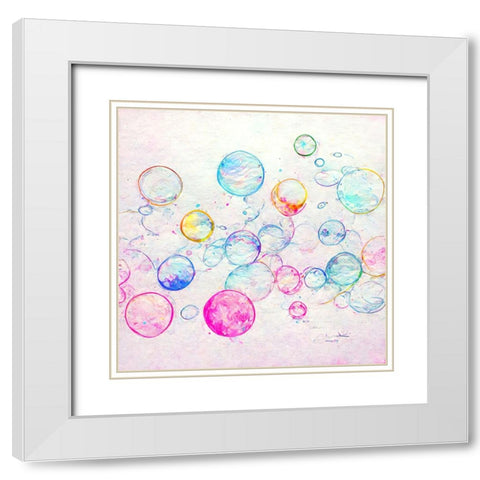 Bubbles 11 White Modern Wood Framed Art Print with Double Matting by Screendoor