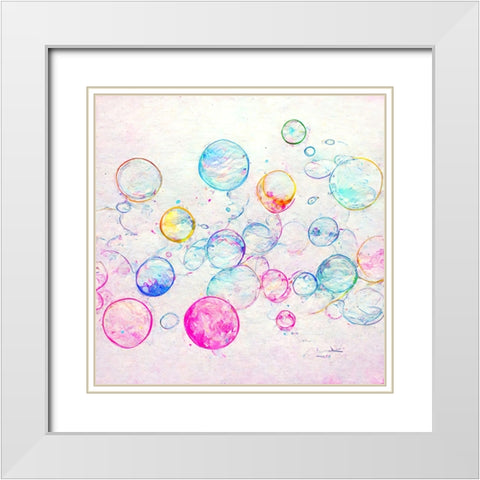Bubbles 11 White Modern Wood Framed Art Print with Double Matting by Screendoor