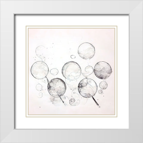 Bubbles 12 White Modern Wood Framed Art Print with Double Matting by Screendoor