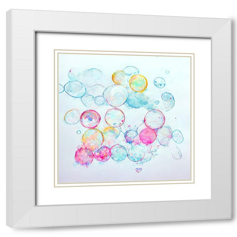 Bubbles 13 White Modern Wood Framed Art Print with Double Matting by Screendoor