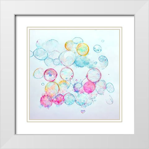 Bubbles 13 White Modern Wood Framed Art Print with Double Matting by Screendoor