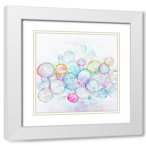 Bubbles 14 White Modern Wood Framed Art Print with Double Matting by Screendoor