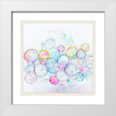 Bubbles 14 White Modern Wood Framed Art Print with Double Matting by Screendoor