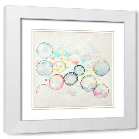 Bubbles 15 White Modern Wood Framed Art Print with Double Matting by Screendoor