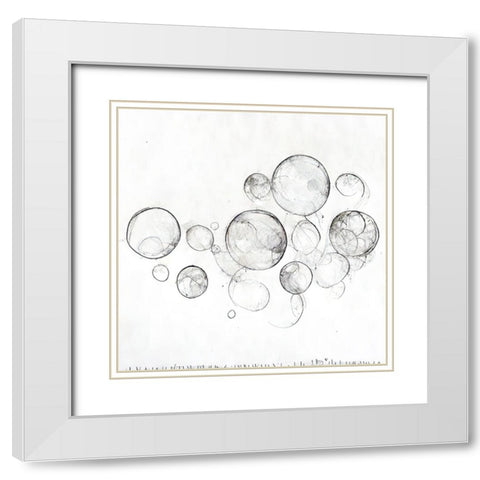 Bubbles 1 White Modern Wood Framed Art Print with Double Matting by Screendoor