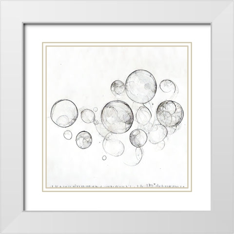 Bubbles 1 White Modern Wood Framed Art Print with Double Matting by Screendoor