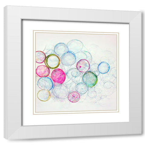 Bubbles 2 White Modern Wood Framed Art Print with Double Matting by Screendoor