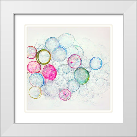 Bubbles 2 White Modern Wood Framed Art Print with Double Matting by Screendoor