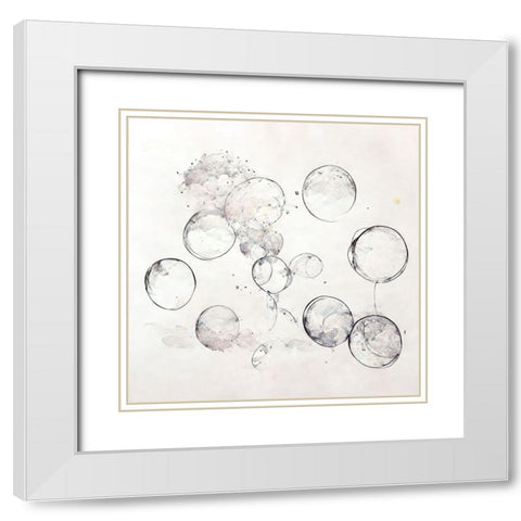 Bubbles 4 White Modern Wood Framed Art Print with Double Matting by Screendoor