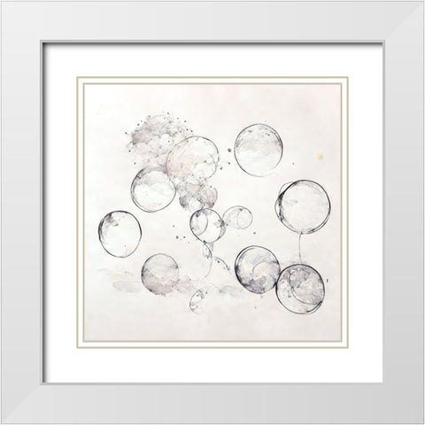 Bubbles 4 White Modern Wood Framed Art Print with Double Matting by Screendoor