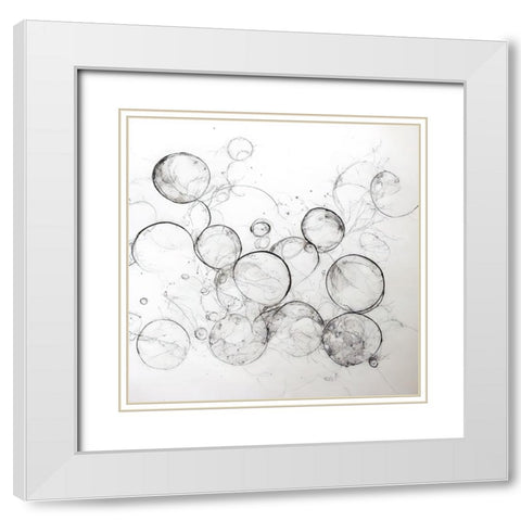 Bubbles 7 White Modern Wood Framed Art Print with Double Matting by Screendoor
