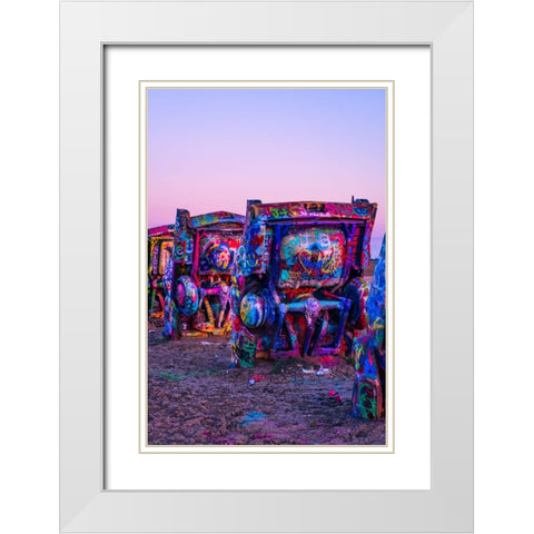 Cadillac Ranch 11 White Modern Wood Framed Art Print with Double Matting by Malone, Will