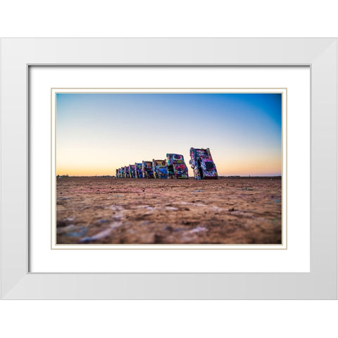 Cadillac Ranch 2 White Modern Wood Framed Art Print with Double Matting by Malone, Will