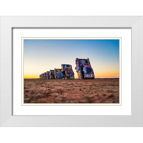 Cadillac Ranch 4 White Modern Wood Framed Art Print with Double Matting by Malone, Will