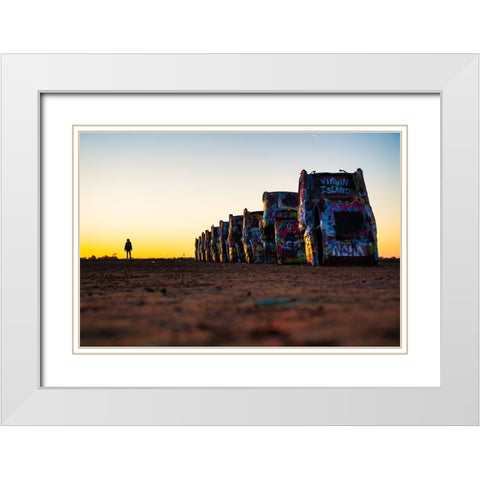 Cadillac Ranch 5 White Modern Wood Framed Art Print with Double Matting by Malone, Will
