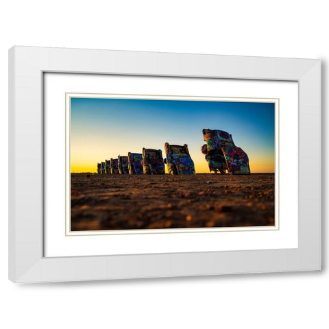 Cadillac Ranch 7 White Modern Wood Framed Art Print with Double Matting by Malone, Will