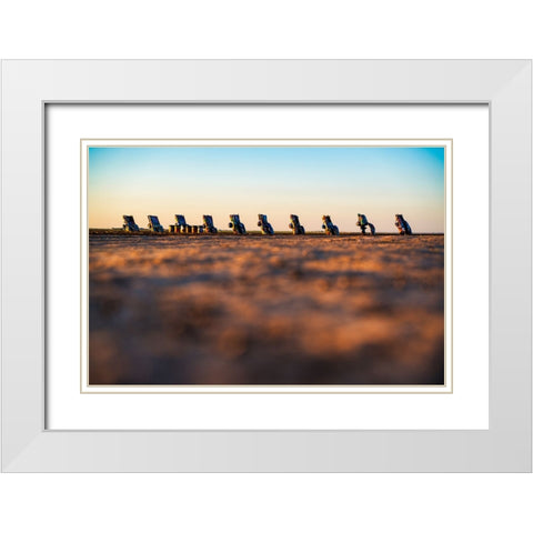 Cadillac Ranch 8 White Modern Wood Framed Art Print with Double Matting by Malone, Will