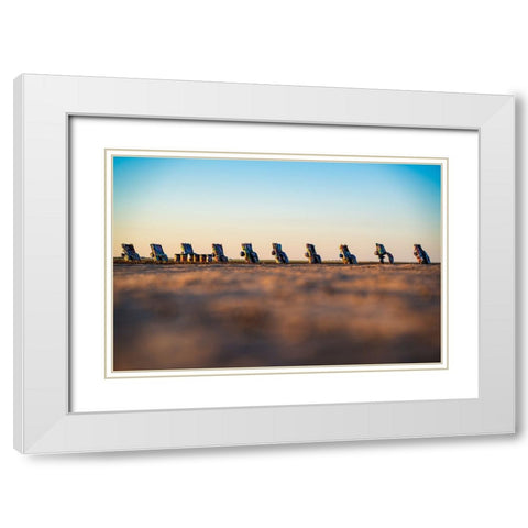 Cadillac Ranch 9 White Modern Wood Framed Art Print with Double Matting by Malone, Will