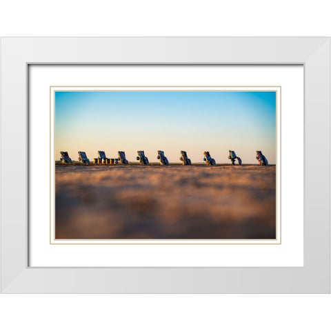 Cadillac Ranch 9 White Modern Wood Framed Art Print with Double Matting by Malone, Will