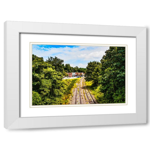 Downtown Saluda White Modern Wood Framed Art Print with Double Matting by Malone, Will