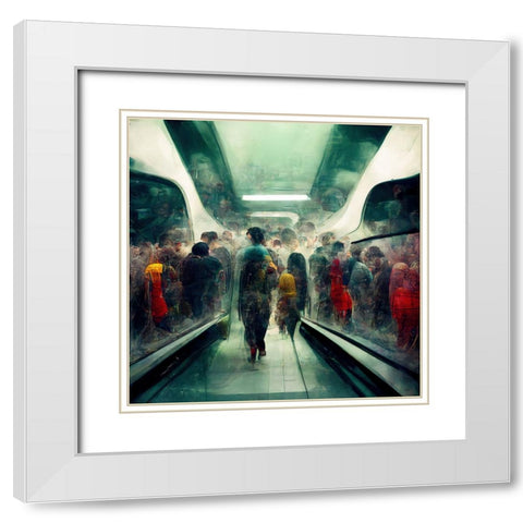 Futuristic City Subway 2 White Modern Wood Framed Art Print with Double Matting by Screendoor