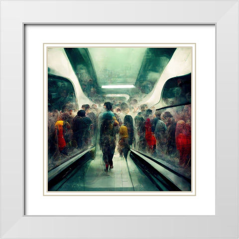 Futuristic City Subway 2 White Modern Wood Framed Art Print with Double Matting by Screendoor