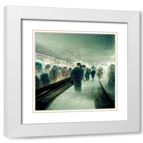 Futuristic City Subway 3 White Modern Wood Framed Art Print with Double Matting by Screendoor